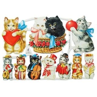 _.loupiotte._ ぐりっこサイズ　トイピアノ　猫のクロモス付き ドイツ クロモス【M】ネコ 子猫 バラ ハート サックス