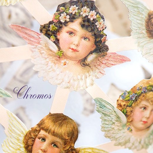 ドイツ クロモス【M】天使 花かんむり 羽 クリスマス イースター （復活祭）