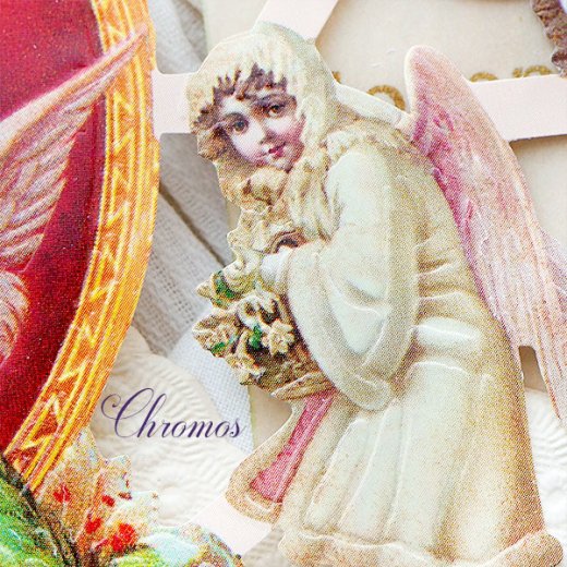 ドイツ クロモス【M】天使 ハート バラ ローズ 四葉のクローバー クリスマス イースター （復活祭）【画像7】