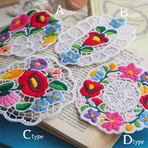 新品 ハンガリー カロチャ 刺繍 花柄 コースター ６枚 セット ケース付き ハンドメイド 伝統工芸品 東欧雑貨 ヴィンテージ アンティーク