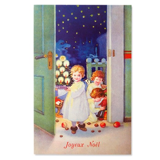 フランス クリスマスポストカード 天使 ベア 幼子 クリスマスツリー（Joyeux Noel T）【画像1】