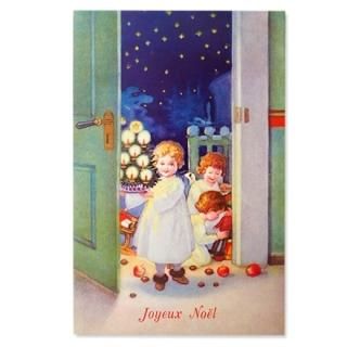 アンティークポストカード　クリスマスに現れた窓辺の美しい天使 Antique postcard クリスマスの朝に現れた窓辺の美しい天使 P025