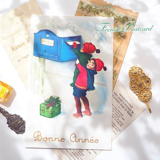 フランス クリスマスポストカード ポスト あけましておめでとう 年賀状（Bonne Annee T）【画像4】