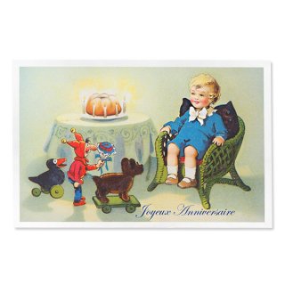 フランス ポストカード/挿絵系 フランス ポストカード クグロフケーキ 男の子 お祝い お誕生日 （Joyeux Anniversaire ５）