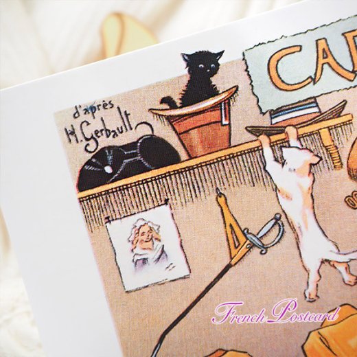 フランス ポストカード 【フランスの歌 童謡】フランス語 猫 犬  ギヨーム・ルセル風刺歌（Cadet rousselle）【画像8】