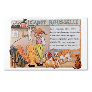 フランス ポストカード 【フランスの歌 童謡】 フランス語 猫 犬 ギヨーム・ルセル風刺歌（Cadet rousselle）
