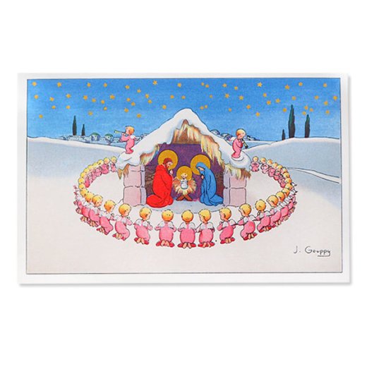 フランス クリスマスポストカード （キリストの降誕 天使 J.Gouppy C-type ）