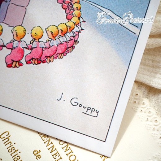 フランス クリスマスポストカード （キリストの降誕 天使 J.Gouppy C-type ）【画像7】