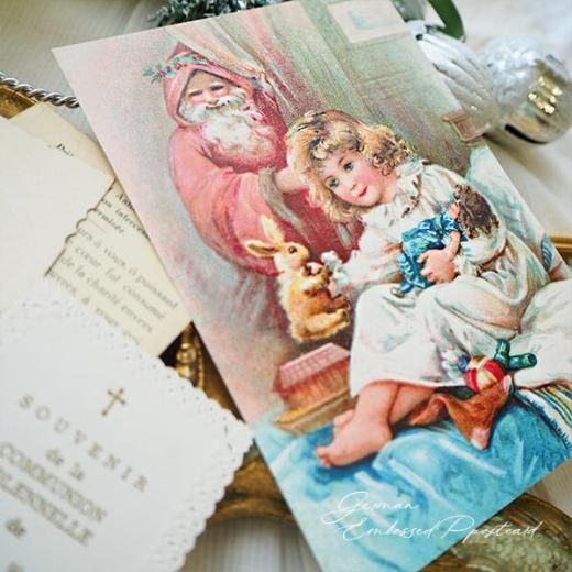 ドイツ直輸入！ 【大判】クリスマスポストカード エンボス加工 復刻