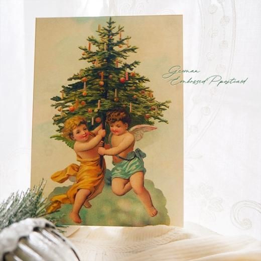 ドイツ直輸入！ 【大判】クリスマスポストカード エンボス加工 復刻