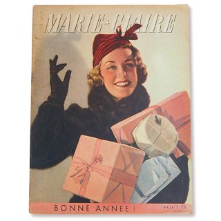 アンティーク・ヴィンテージ本 フランス 1937年 12月 クリスマス マガジン （MARIE CLSIRE マリクリール）ガーリー ファッション雑誌