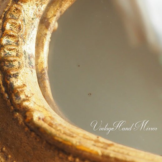  ドイツ 木製 ヴィンテージ 手鏡（ゴールド）【画像5】