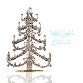 【送料無料】ヴィンテージ チェコ ガラスクリスマスツリー（オーロラ クリスマスキャンドル）