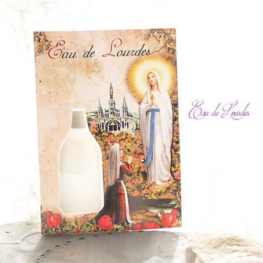 【フランス直輸入】ルルドの泉 聖水ボトル付きカード 聖母マリア EAU DE LOURDES（ルルドの水）