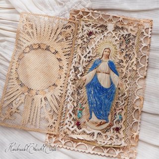フランス アンティーク 聖母マリア 十字架仕様 クロモス