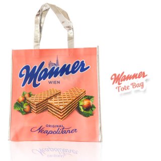 バレンタイデー＆ホワイトデー ギフト 贈り物 雑貨 オーストリア直輸入！お菓子メーカー Manner ウエハースお菓子のショッピングバッグ トートバッグ