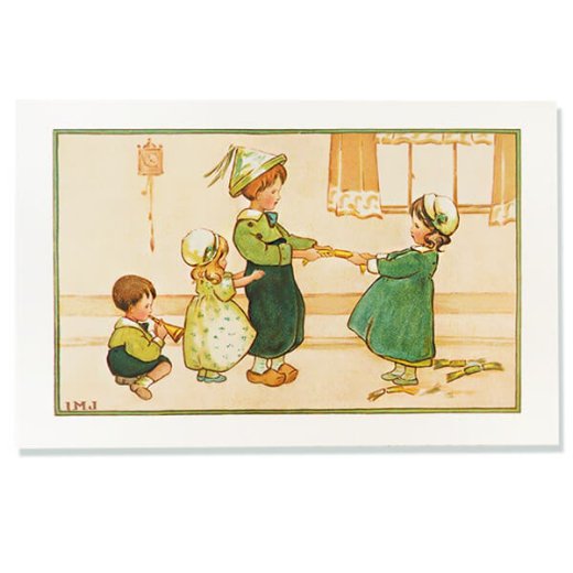 フランス クリスマスポストカード お祝い 少女 幼子 クリスマスクラッカー（Christmas cracker）【画像1】