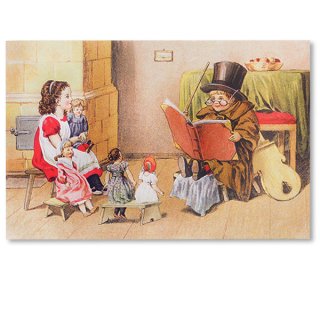 フランス ポストカード/挿絵系 フランス ポストカード 幼子 お人形 魔法の授業 クラシック（Lecon de magie）