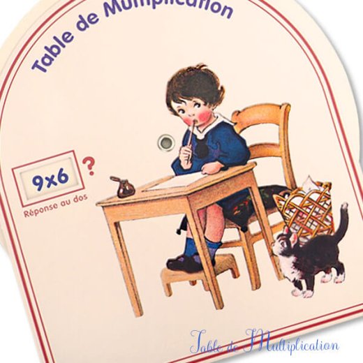 フランス製 九九 勉強表 男の子 手紙 子猫（掛け算 Table de