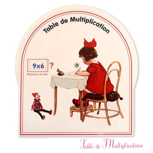  フランス製 九九 勉強表 女の子 手紙 お人形（掛け算 Table de Maltiplication)
【画像1】