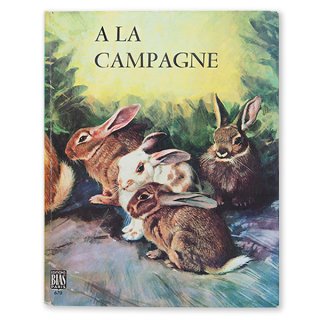 アンティーク・ヴィンテージ本 フランス 1970年 ヴィンテージ絵本 うさぎ 子鹿 小鳥 ハリネズミ 児童絵本 （a la campagne 田舎で）