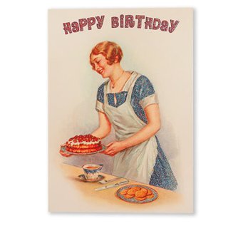 ポストカード/フレンチ系 ドイツ  ポストカード ハッピーバースデー ケーキ お誕生日お祝い（Anniversaire）