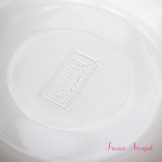 【単品販売】フランス 1960年代 アンティーク アルコパル ARCOPAL バラ柄 ローズ 乳白色 ミルクガラス ラムカン プレート【画像8】
