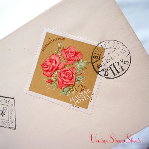 【ハンガリー買付け】1963年 11月4日発行 バラの記念切手シート FDC 初日カバー（封筒）【画像2】