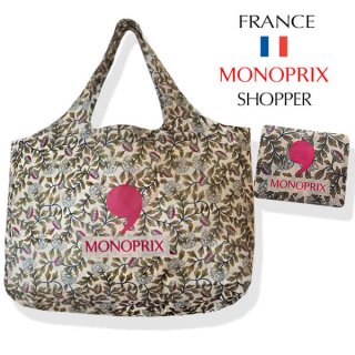 フランス直輸入！】 MONOPRIX モノプリ エコバッグ【リーフ プラムツリー】