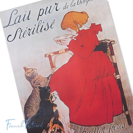  ドイツ ネコ  ポストカード steinlen 猫 ネコ （Pure Sterilized Milk from La Vingeanne  1894 テオフィル・アレクサンドル・スタンラン）【画像5】
