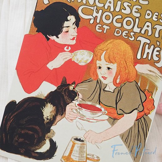 ドイツ ネコ ポストカード steinlen 猫 ネコ （Compagnie Française des Chocolats et des Thes  テオフィル・アレクサンドル・スタンラン）