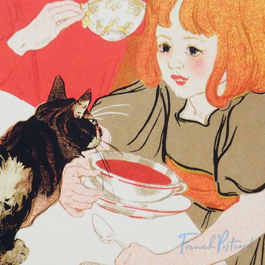 ドイツ ネコ ポストカード steinlen 猫 ネコ （Compagnie Française des Chocolats et des Thes  テオフィル・アレクサンドル・スタンラン）