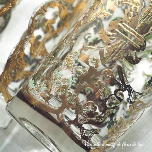 【単品販売】フランス蚤の市 ヴィンテージ  ガラス器（ゆりの紋章 フルール・ド・リス fleur-de-lis クリスマス バレンタインデー キャンドルホルダー フラワーベース）【画像9】