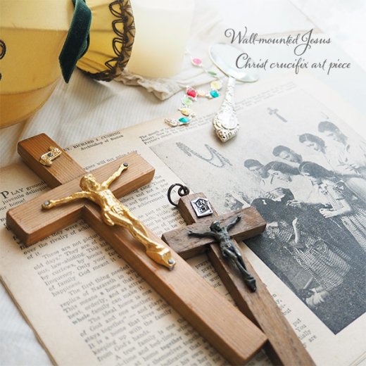 【単品販売】ハンガリー蚤の市 ヴィンテージ クロス 十字架（クリスマス装飾 教会 キリスト）