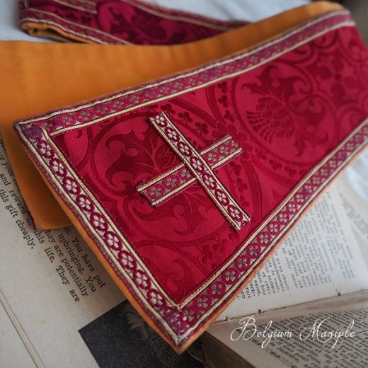 ベルギー蚤の市 ビンテージ 布 装身具 マニプル 教会雑貨 教会グッズ 十字架