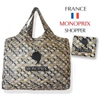 【フランス直輸入！】 MONOPRIX モノプリ エコバッグ【エッフェル塔 カーキ カラー 2】