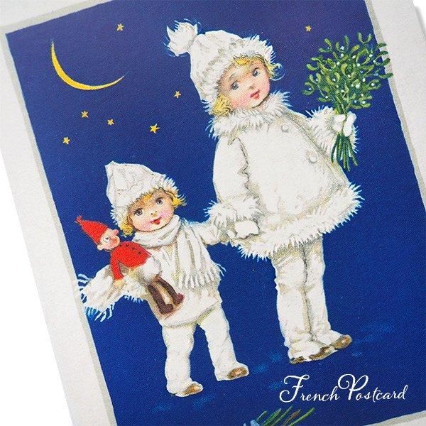 誕生日のお祝い　アンリ　サラケイ　イタリア　12ｃｍ　ポストカード、バッグ付き フランス クリスマスポストカード 男の子 女の子 幸せの四つ葉の