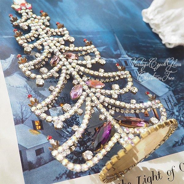 送料無料】天使 ヴィンテージ チェコガラスクリスマスツリー 2（Blue