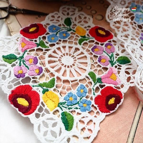 ハンガリー工房買付け】14×14 パステル ハンガリー製 カロチャ刺繍