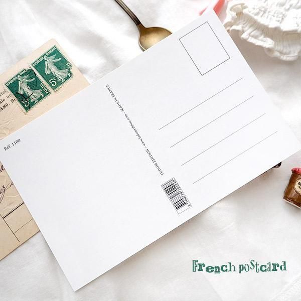 フランス ポストカード 幼子 ティータイム 紅茶 パラソル 夏