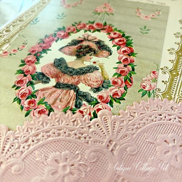 本日終了　ハンドメイド　フランスアンティークレース　コラージュ額装 本日終了 ハンドメイド フランスアンティークレース コラージュ額装