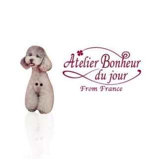   フランス輸入ボタン アトリエ・ボヌール・ドゥ・ジュール【ティーカップ プードル グレー 犬】