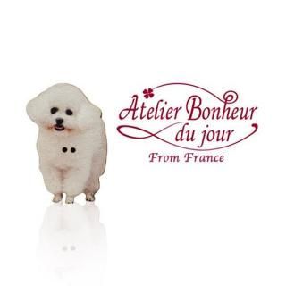   フランス輸入ボタン アトリエ・ボヌール・ドゥ・ジュール【ビション・フリーゼ ホワイト 犬】