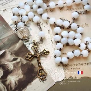 【フランス直輸入】フランス製 1950年代 聖母マリア ルルド デッドストック アンティークロザリオ（Blanche Croix）