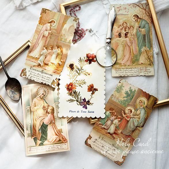 フランス アンティーク 蚤の市　壁飾り フランス蚤の市買付け 5枚セット】 1930-60年代 教会 ホーリーカード