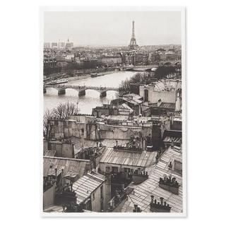 フランス エッフェル塔 ポストカード（ モノクロ パリの屋根と