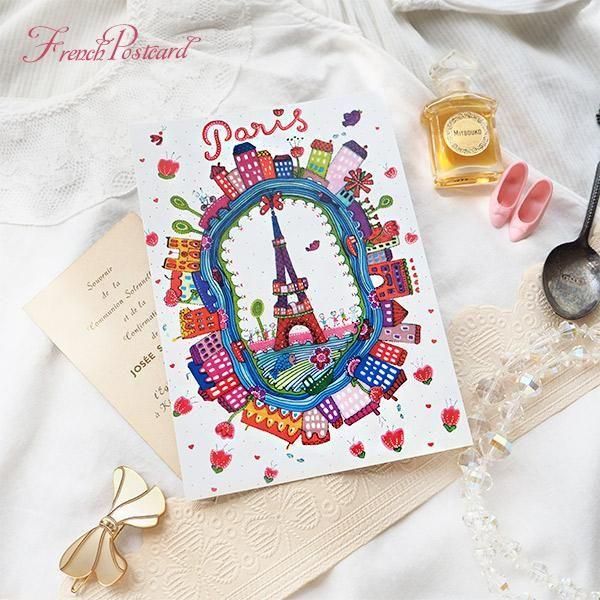 フランス エッフェル塔 ポストカード（ エッフェル塔 おとぎの街並み