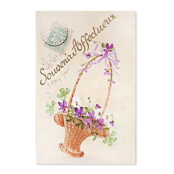 フランス ポストカード スミレ（スミレとバスケット・Souvenir