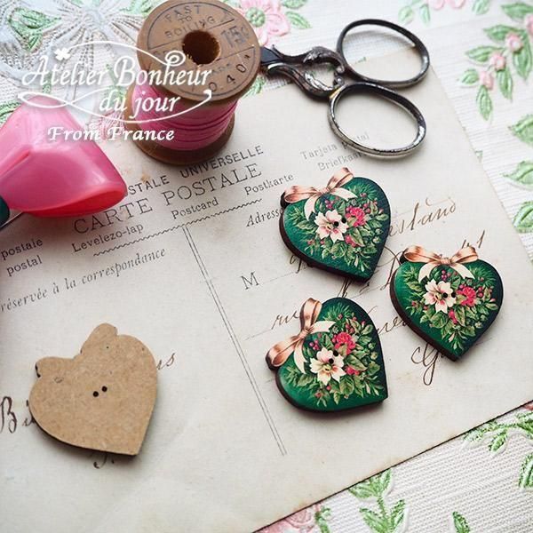 フランス輸入ボタン アトリエ・ボヌール・ドゥ・ジュール【ハート