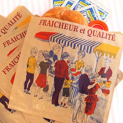 マルシェ袋 フランス 海外市場の紙袋（マルシェ・市場）５枚セット
